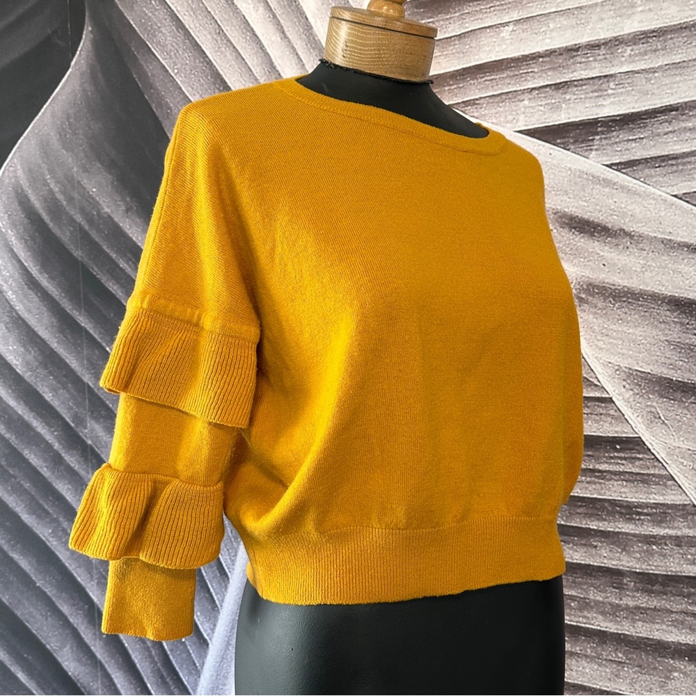 United Colors of Benetton XS Sweater Goldenrod Yellow Bell Sleeves Wool Blend